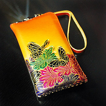 皮革零錢包-蝴蝶長型零錢包